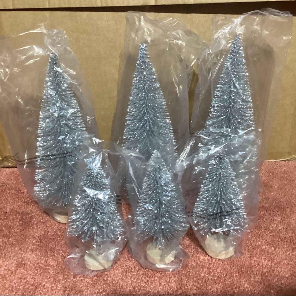 6Ct Silver Decorative Christmas Trees - 3 Small and 3 Large